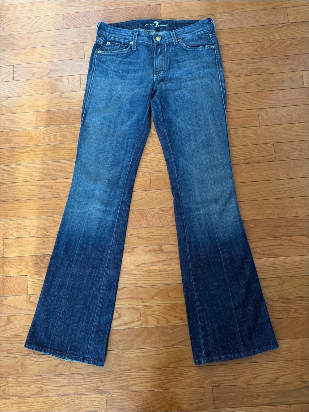 7 For All Mankind Dark Blue “A” Pocket Bootcut Jeans